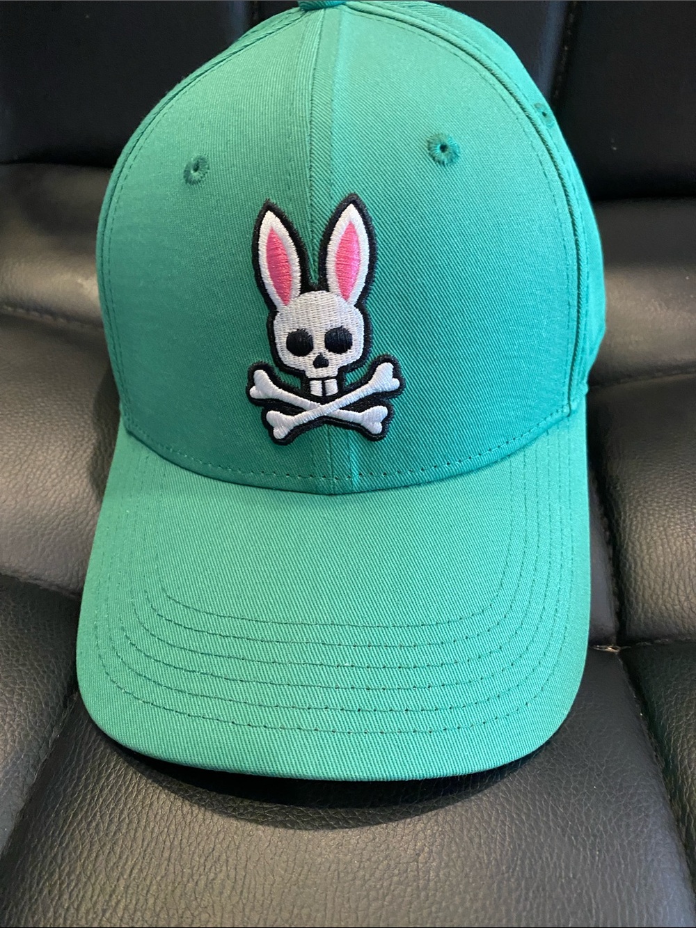 Psycho Bunny Teal Baseball Cap with Bunny Skull Patch